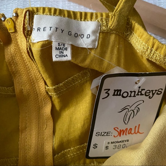 NWT Gold Yellow Linen Bow Dress - Picture 7 of 9